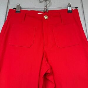Haver & Blair Vibrant coral Red patch pockets High-Waisted wide leg Pants Sz S